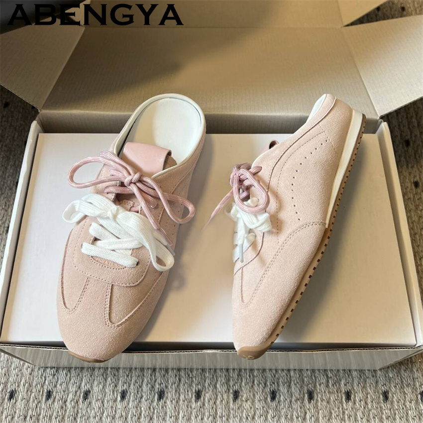 Running Shoes - Sandal Datar Kasual Wanita dengan Tali,