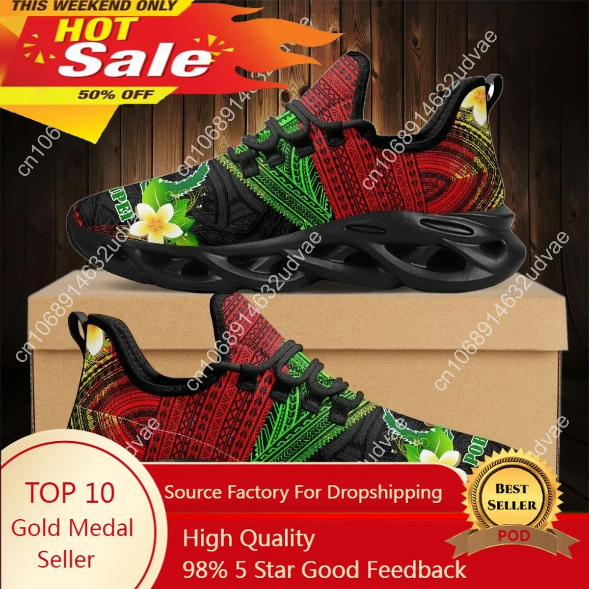 Running Shoes - Sepatu Jaring Wanita Desain Plumeria Pohnpei