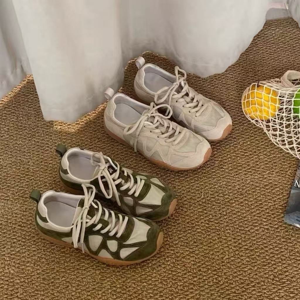 Sneakers - Sepatu Sneakers Vintage Patchwork Bertali Untuk