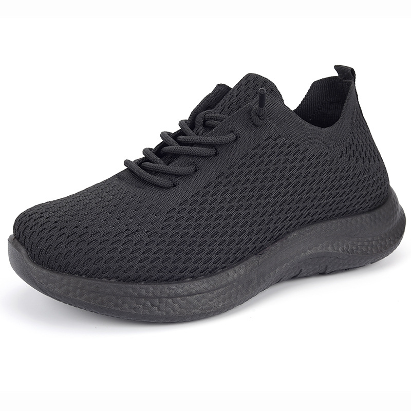 Sepatu Jalan Wanita Musim Pana - Knit Fabric Lace Up Sneakers ulasan dan harga
