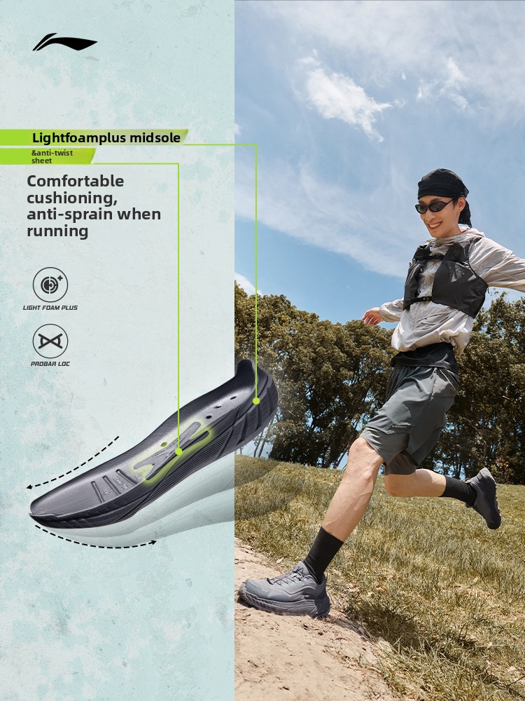 Sepatu Lari Pria Li-Ning Zhuye - Anti Slip Trail Running Sneakers ulasan dan harga
