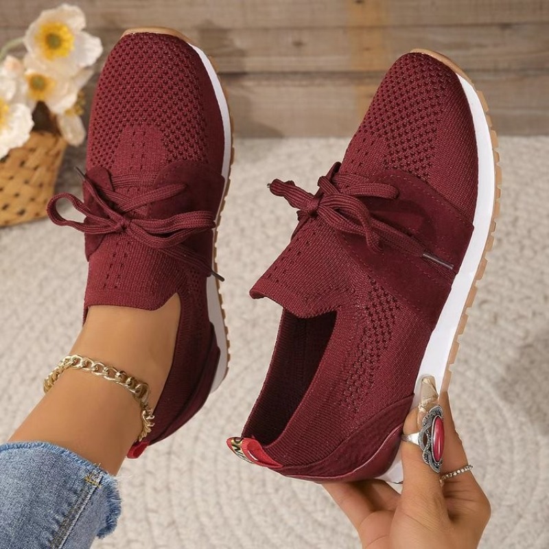 Sepatu Sneakers Rajut Hitam Ba - Knit Fabric Lace Up Sneakers ulasan dan harga