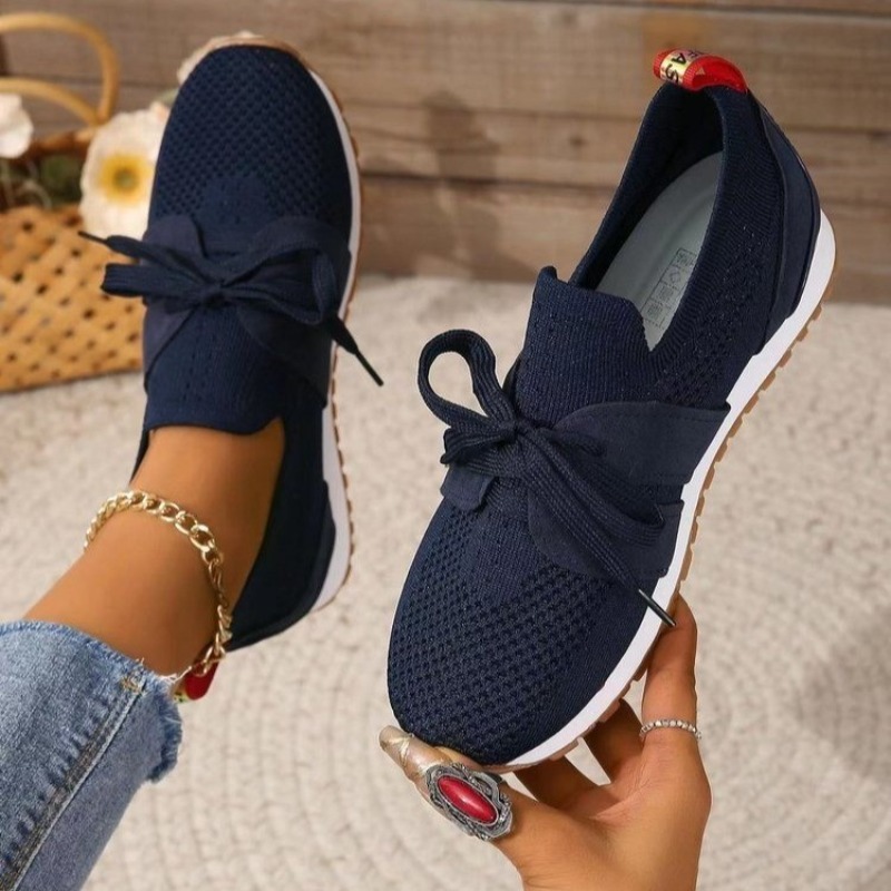Sepatu Sneakers Rajut Hitam Ba - Knit Fabric Lace Up Sneakers ulasan dan harga