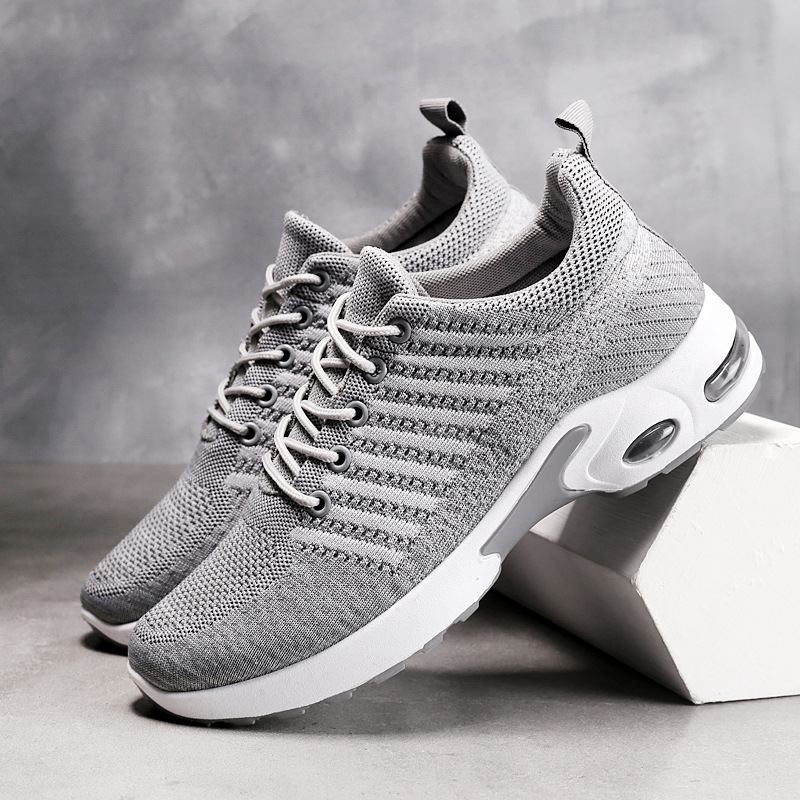 Sepatu kets pria sepatu rajut  - Knit Fabric Lace Up Sneakers ulasan dan harga