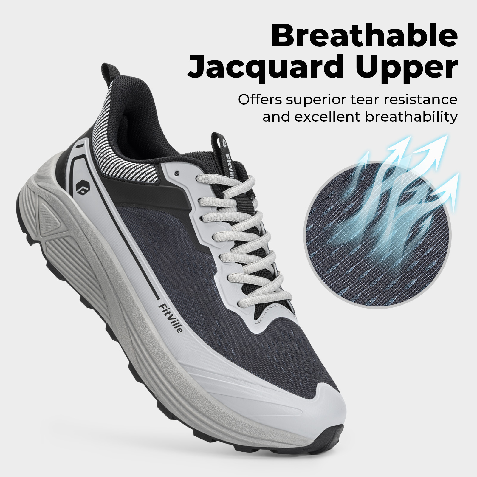 FitVille Sepatu Olahraga Lebar - Anti Slip Trail Running Sneakers ulasan dan harga