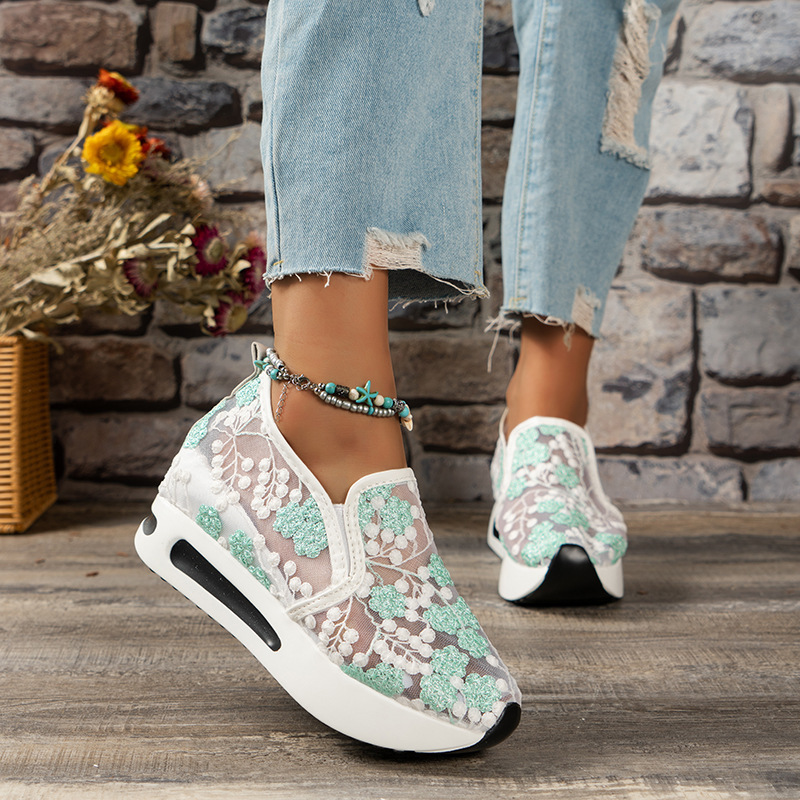 Sepatu Olahraga Wanita Platfor - Breathable Mesh Athletic Shoes ulasan dan harga