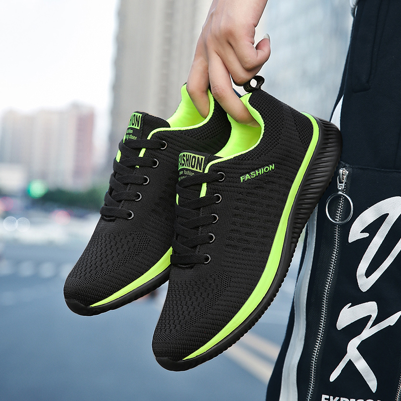 YRZL sepatu olahraga pria, sne - Knit Fabric Lace Up Sneakers ulasan dan harga