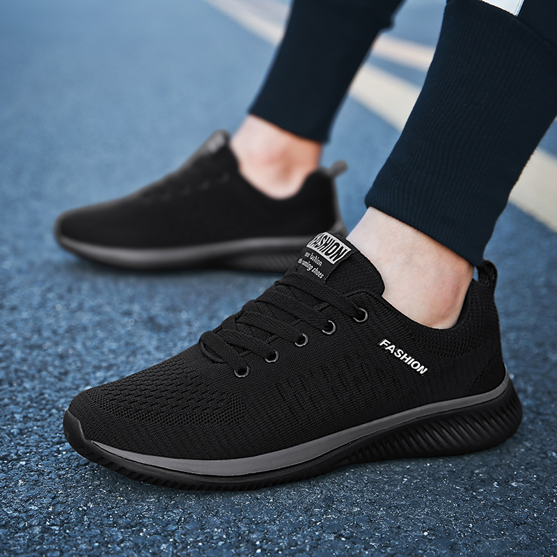 YRZL sepatu olahraga pria, sne - Knit Fabric Lace Up Sneakers ulasan dan harga