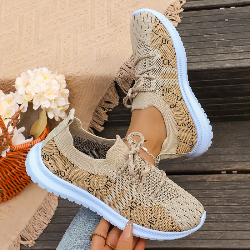 Sepatu Sneakers Wanita Model B - Knit Fabric Lace Up Sneakers ulasan dan harga